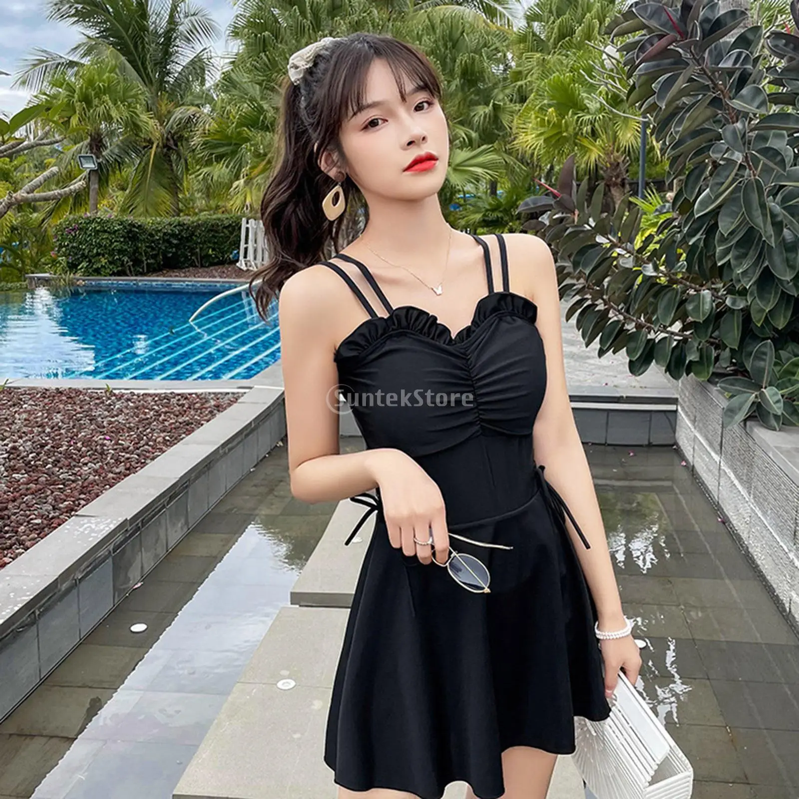 One Piece Swimsuit Swim Skirt Swimwear Elastic Bathing Suit Women Swimming Push Up Vintage Monokini Summer Beach Wear | Спорт и
