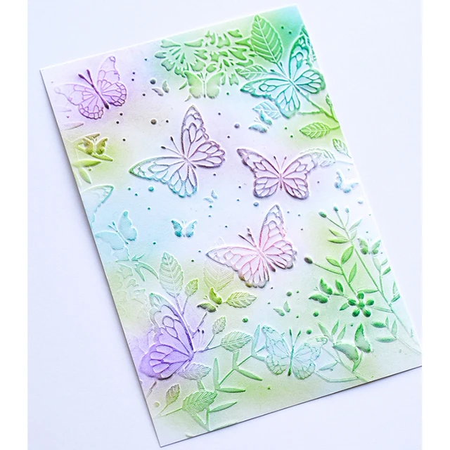 2021 New Embossed Folder For Making 3D Butterfly Pattern Background Greeting Card Scrapbooking No Stamps and Metal Cutting Dies Embossed Folder