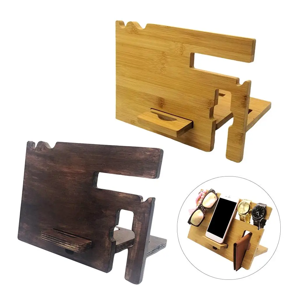 

High Quality Wooden Mobile Phone Holder Watch Glasses Key Accessories Desktop Wallet Storage Rack