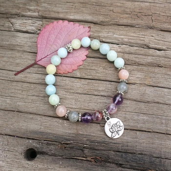 

8mm Natural Stone Beads Prayer Bracelet,Dream Aquamarine,Labradorite,Awaken,JapaMala Bracelet,Spiritual Jewelry,Meditation Stone