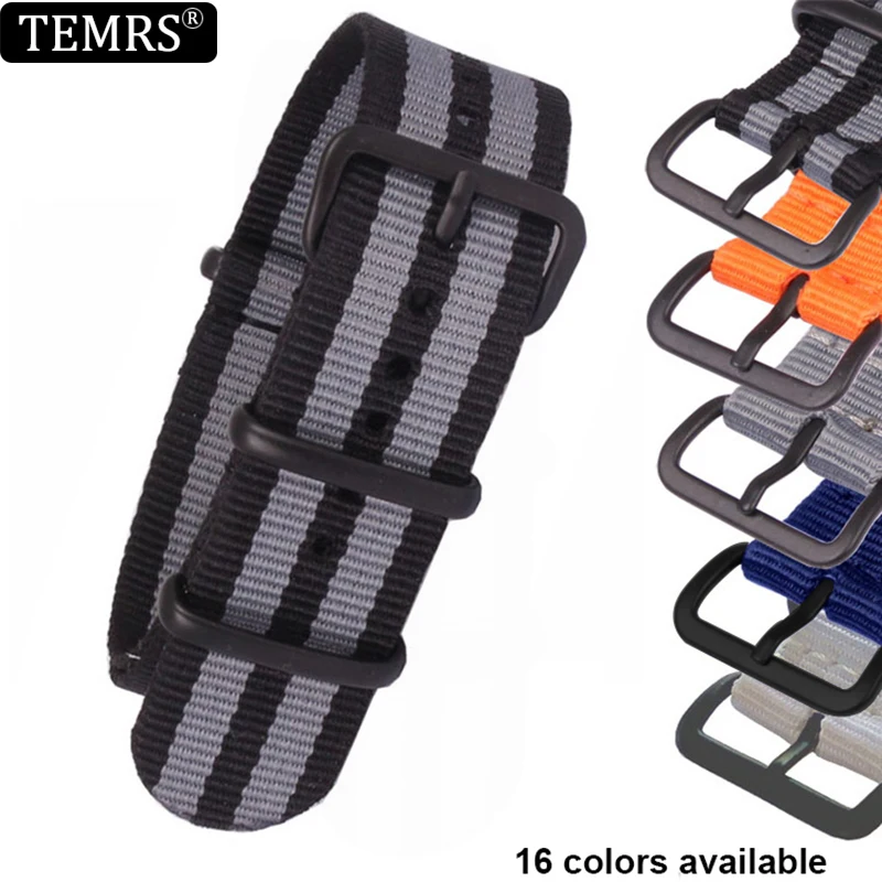 NATO 18mm 24mm 22mm 20mm Watch Strap Sport Brand Watch Band Belt Accessories Nylon Fabric Straps Bands for 007 James Bond Black