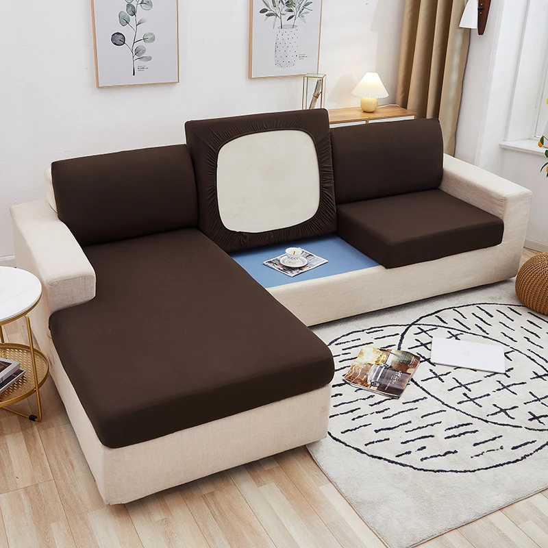 Solid Color Sofa Cushion Covers for Living Room Polyester Modern Elastic Corner Couch Cover Slipcovers Chair Protector | Дом и сад