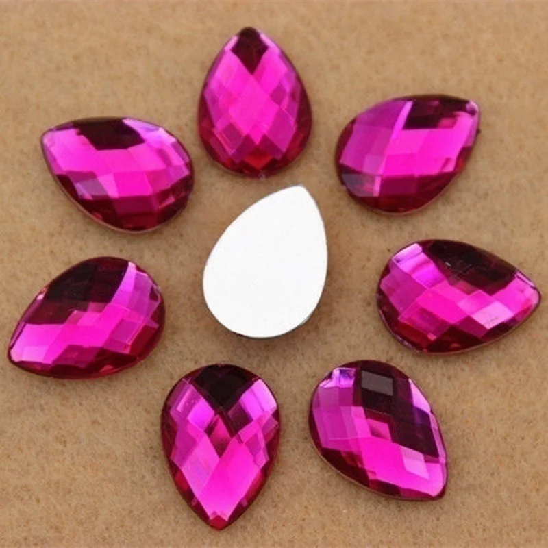 rose red 30pcs 30 шт. 13*18 мм акриловые стразы Хрустальная с плоской стороной бусины DIY не горячей фиксации каплевидные акриловые бусины для украшения одежды - Цвет: rose red 30pcs