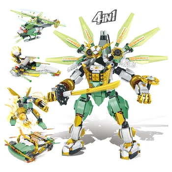 

840PCS 4 IN 1 Phantom Ninjagoled Series Titan Armor Building Blocks Bricks Model Figures Toys for Children