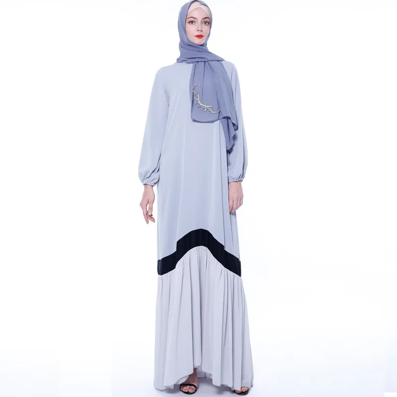 Синий Vestidos abaya турецкое мусульманское платье лоскутное кафтан Арабский исламский платья халат Musulmane Longue Caftan - Цвет: Синий