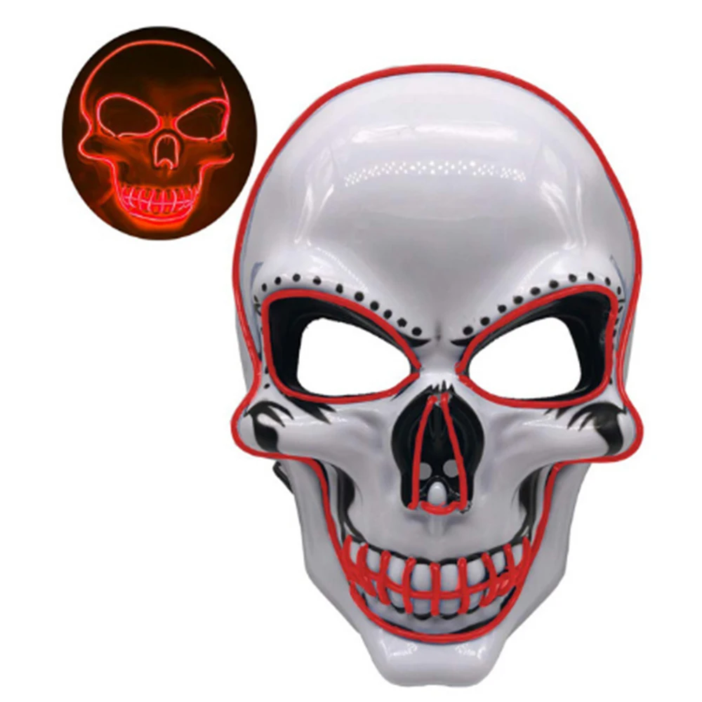 LED Glowing Halloween Mask Fluorescent Mask Party Scary Mask Funny Mask Role-Playing Costume Props Prom Mask Skull Mask