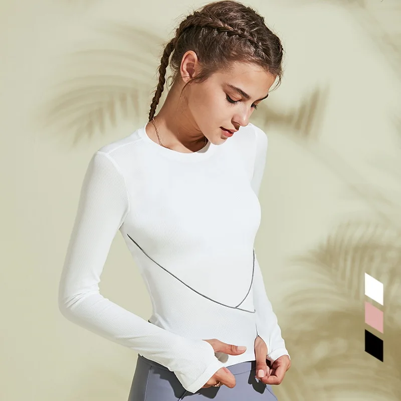 white long sleeve yoga top