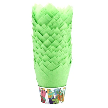 

NHBR-100 Pieces Tulip Cupcake Liner Baking Cups Paper Cupcake and Muffin Baking Cups for Weddings and Birthday Green