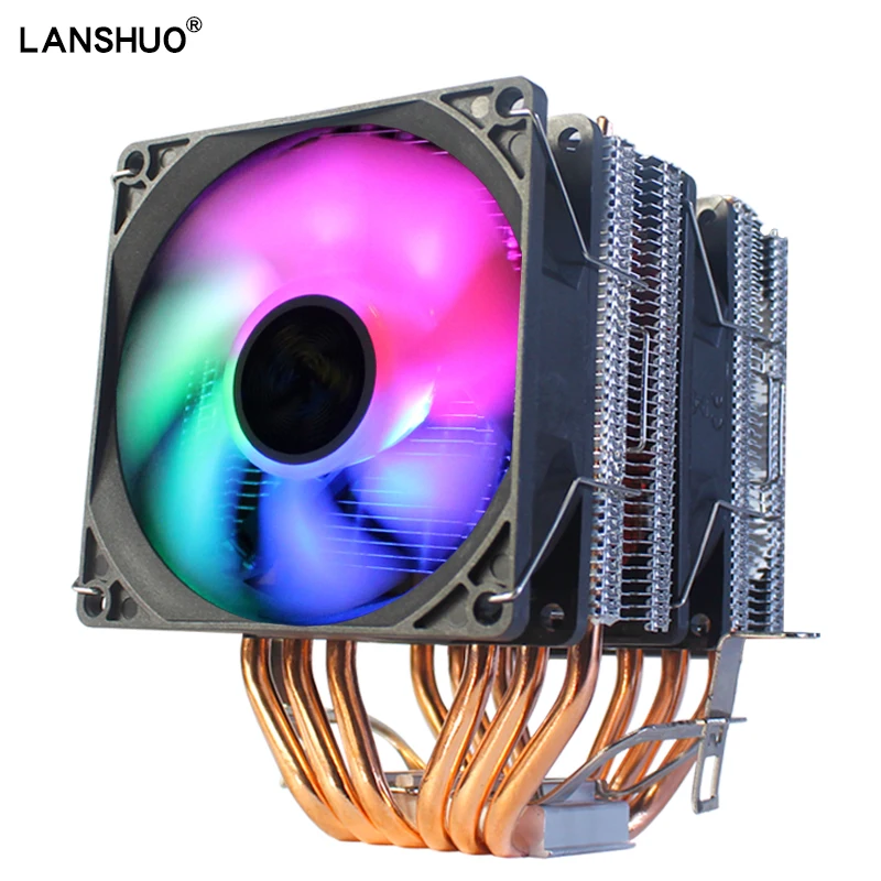 Кулер ЦП RGB Процессор Intel Amd теплоотвод 6 90 мм 3Pin Вентилятор радиатор охлаждения
