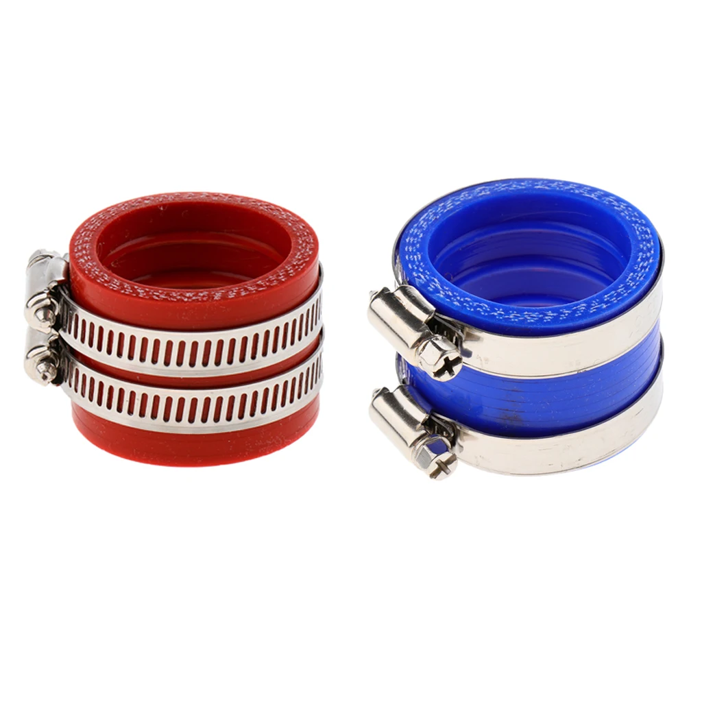 2 Pieces Motorcycle 32mm 34mm Intake Manifold Carburetor Boot Joints Fit for PWK OKO KOSO Carb (Red and Blue)