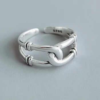 

Vintage Silver Color Cross Chains Rings For Women Jewelry Beautiful Finger Open Rings For Party Birthday Gift