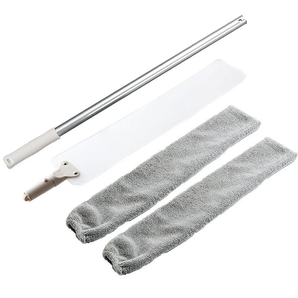 

Bedside Dust Brush Adjustable Long Handle Mop Sweep with 2 Washable Cloth Cover
