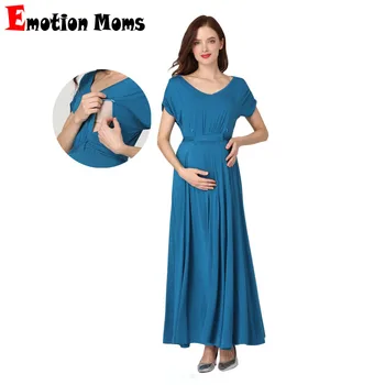 2025 Spring Summer Maternity Dress V Neck Breastfeeding Long Dress Casual Sexy For Pregnant Women Shortsleeve Lactation Dresses