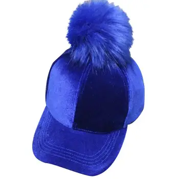 

Fashion Velvet Detachable Pom Pom Ball Women Baseball Cap Winter Autumn Sun Hat
