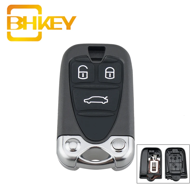 

BHKEY 3 Buttons Car Remote Key Shell for Alfa Romeo 159 2005-2011 Replacement Smart Car Key Fob Case Cover Uncut Blade Auto