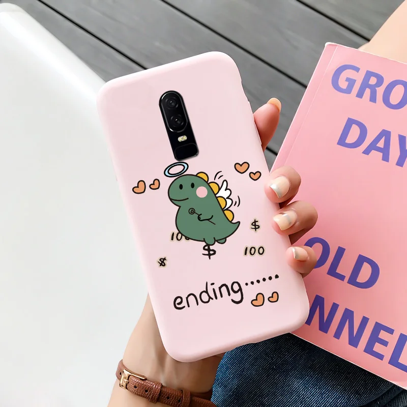 mobile pouch for running For OnePlus 6 Case Cartoon Cute Pattern Soft Silicone TPU Painted Matte Shockproof Mobile Phone Protection Cover flip cover Cases & Covers