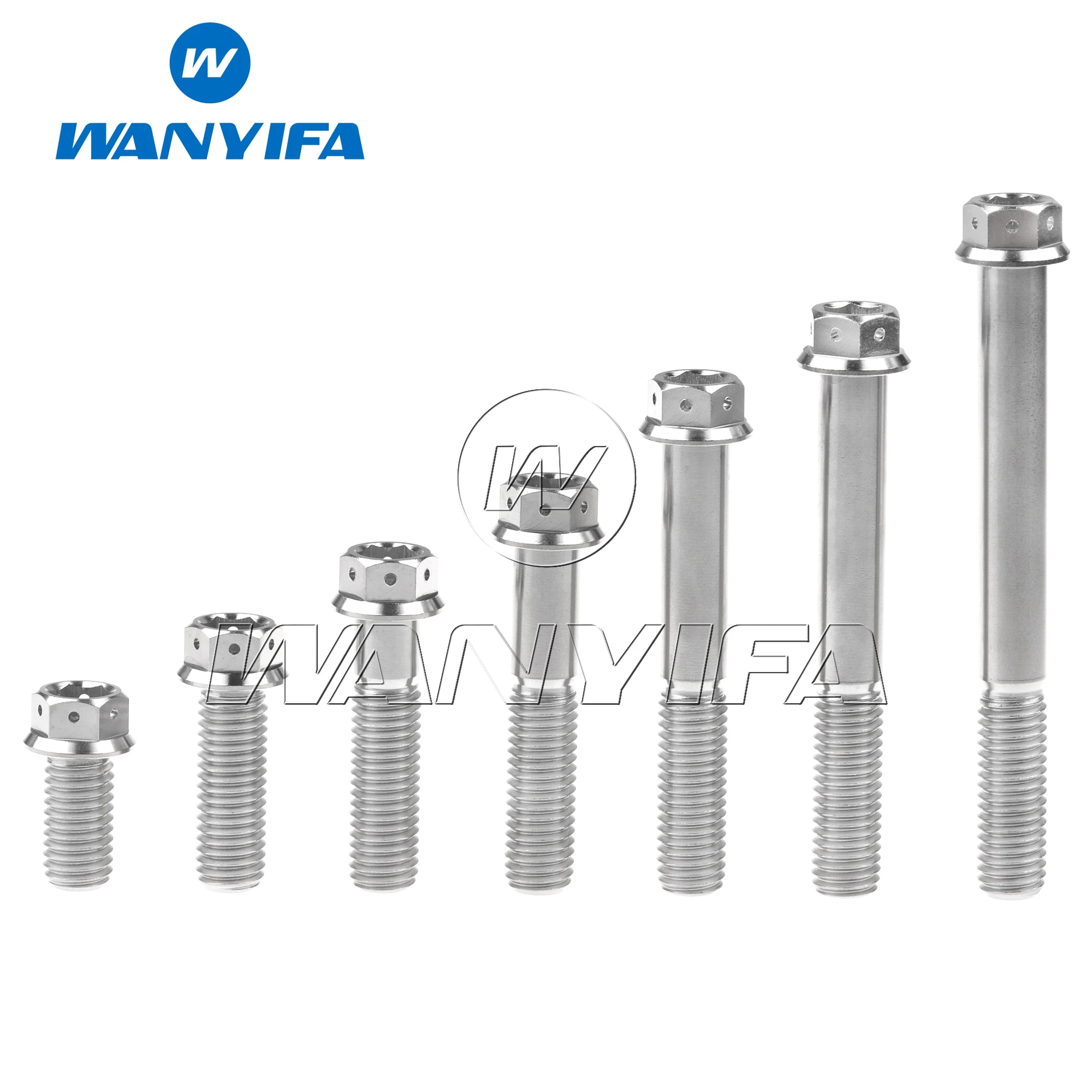 Wanyifa Titanium Ti Bolt M6/M8x10 15 20 25 30 35 40 45 50 55 60mm Flange Hex Head Screw For Motorcycle Refitted
