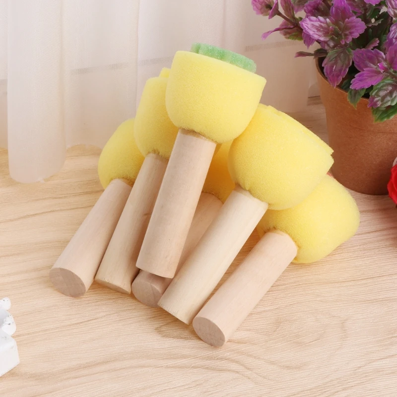 Set de 6 uds de brochas redondas para niños, herramientas de pintura, sello de pintura para niños, Stippler
