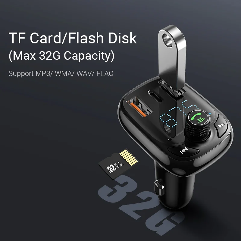 Najtaniej Baseus szybkie ładowanie 4.0 ładowarka samochodowa z nadajnikiem FM Bluetooth modulator FM do zestawu głośnomówiącego PD 3.0 szybka ładowarka samochodowa USB do telefonu iPhone