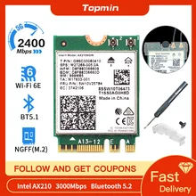Carte réseau sans fil Intel AX210 6 e, 3000 mb/s, double bande, Bluetooth 5.2, pour Wlan, 802 ax/AC