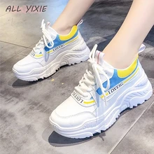 ALL YIXIE Новые искусственные кожаные женские платформенные кроссовки модные Casual белые увеличенные женские кроссовки большого размера 41