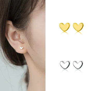 

Trendy Minimalist Gold Silver Color Mini Small Love Heart Stud Earrings Hollow Flower Star Small Earrings for Women Girls Gift