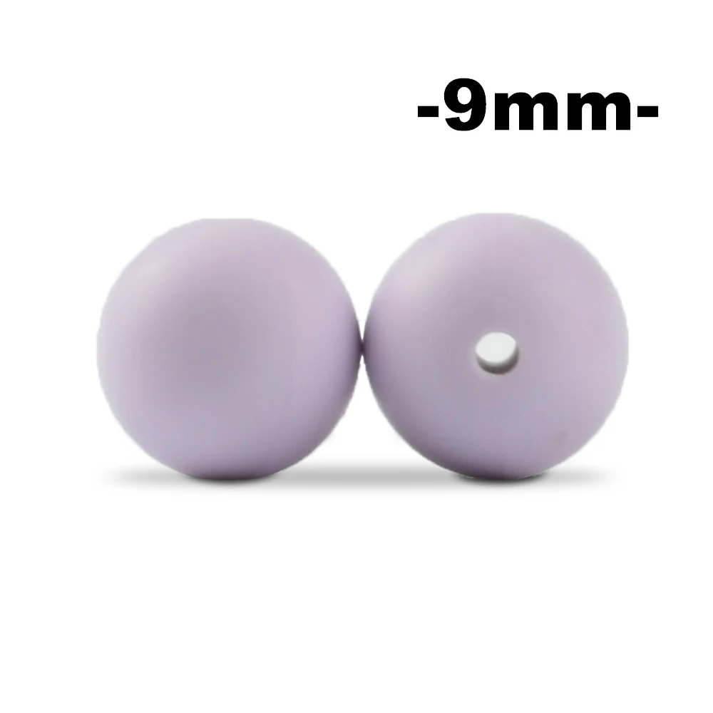 lavender fog LOFCA, 9 мм, 100 шт., силиконовые бусины для прорезывания зубов, Прорезыватель для зубов, ожерелье для кормления ребенка, соска, клипса для ухода за полостью рта, не содержит бисфенола, пищевой, цветной - Цвет: lavender fog