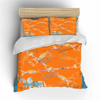 

Water-color Horse Bedding Set Bedroom Decor Orange Background Hypoallergenic with Zipper 1PC Duvet Cover with Pillowcases