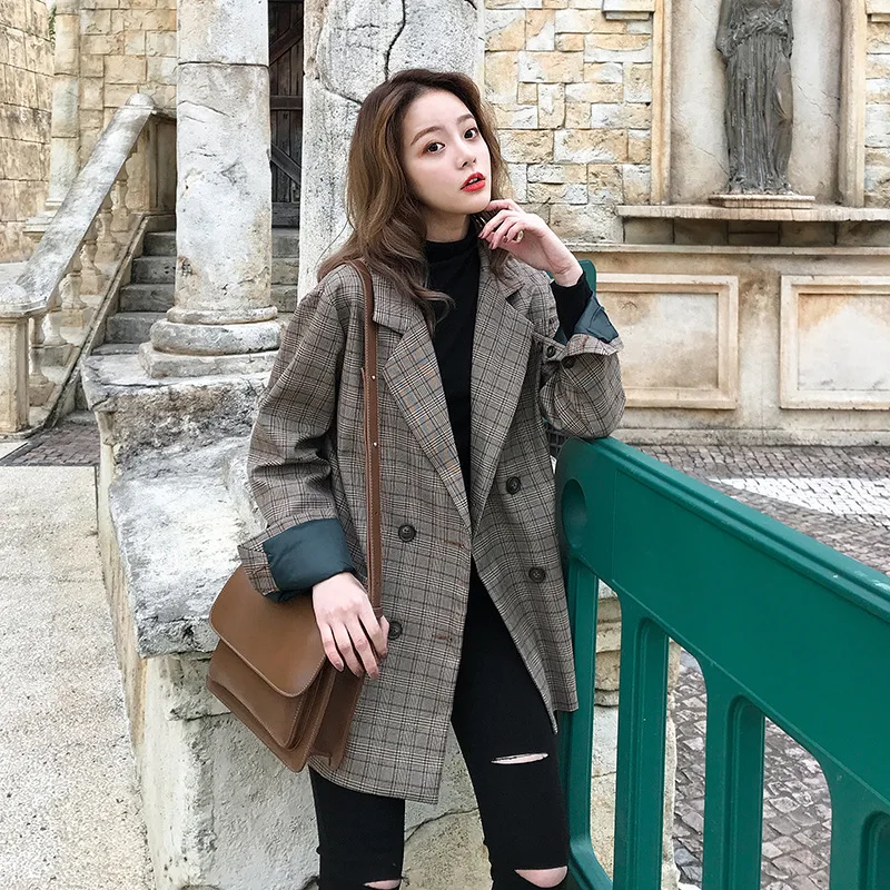 

Korean-style Plaid Suit Jacket Price Control 168