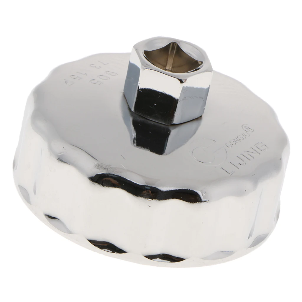 Oil Filter Cup Wrench Housing Tool Remover Cap Oil Grid, Dia 73mm,14 Flutes, Steel and Chrome Plated, for Toyota