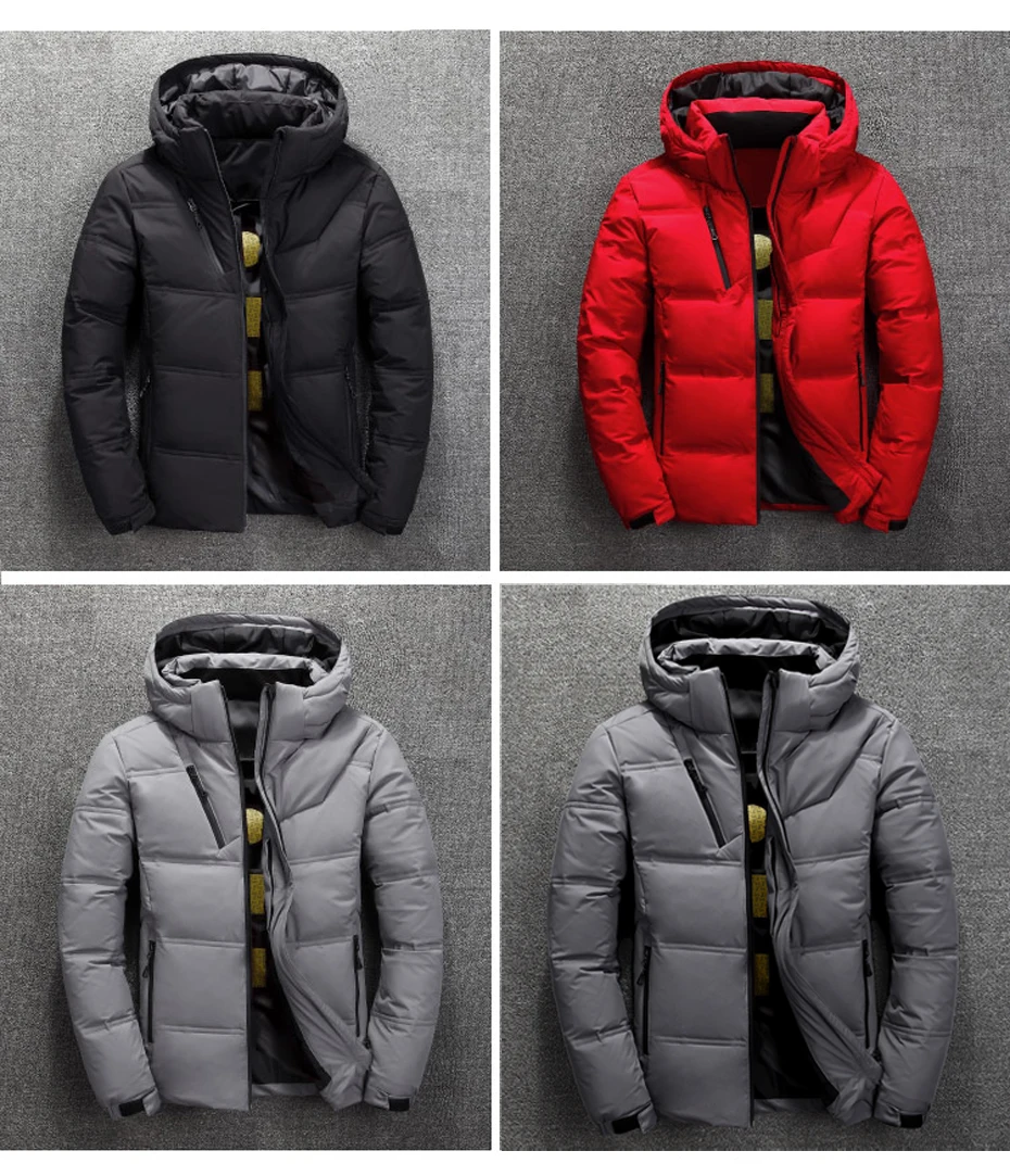 Мужская пуховая куртка piumino uomo inverno 3 цвета doudoune Мужская ветрозащитная верхняя одежда с капюшоном Повседневная белая пуховая куртка s