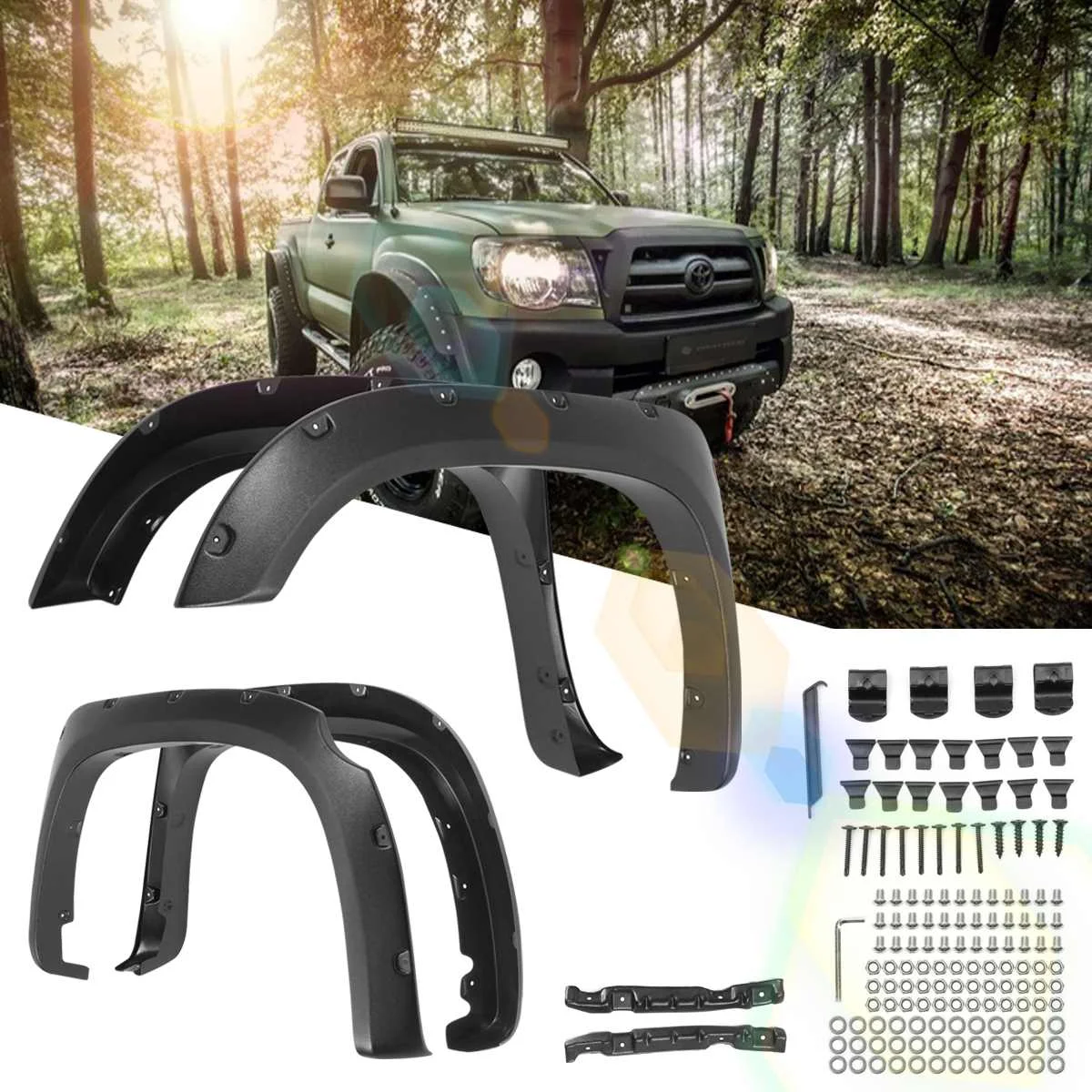 

Hot Sale 4pcs/Set Rear /Front for Fender Flares For Toyota Tundra 2014-2017 Smooth Surface Style/Striae Style