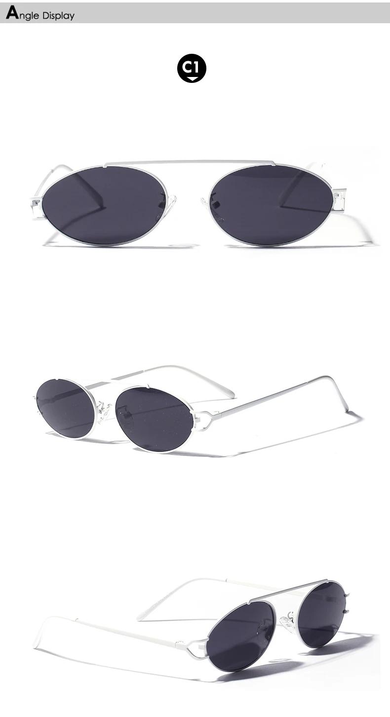 KEHU Fashion Small Oval Sunglasses Women High Quality Alloy Eyeglasses Frame Punk Sun Glasses Ladies Travel Shades UV400 XH34