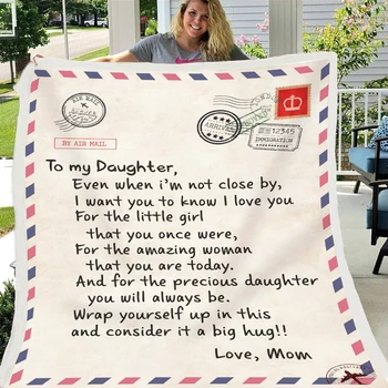 

Letter To My Daughter Blanket Throw For Sofa Chunky Knit Customized Sherpa Blanket Quilt