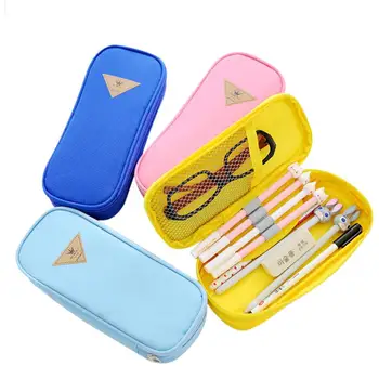 

Yellow Pink Storage Pouch Pencil Bag Unisex Simple Furl Supplies Stationery Pen Box Desktop Study Colorful Durable Protection