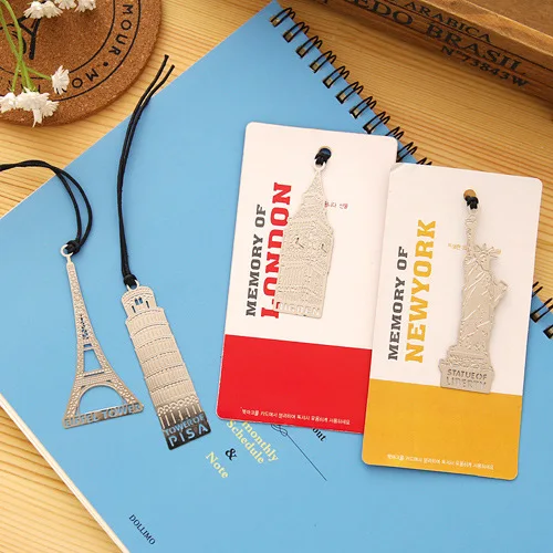 London Elizabeth Eiffel Tower Statue Of Liberty Metal Book Markers For Books Paper Clips Office Supplies metal bookmark,bookmarks stationery supplies