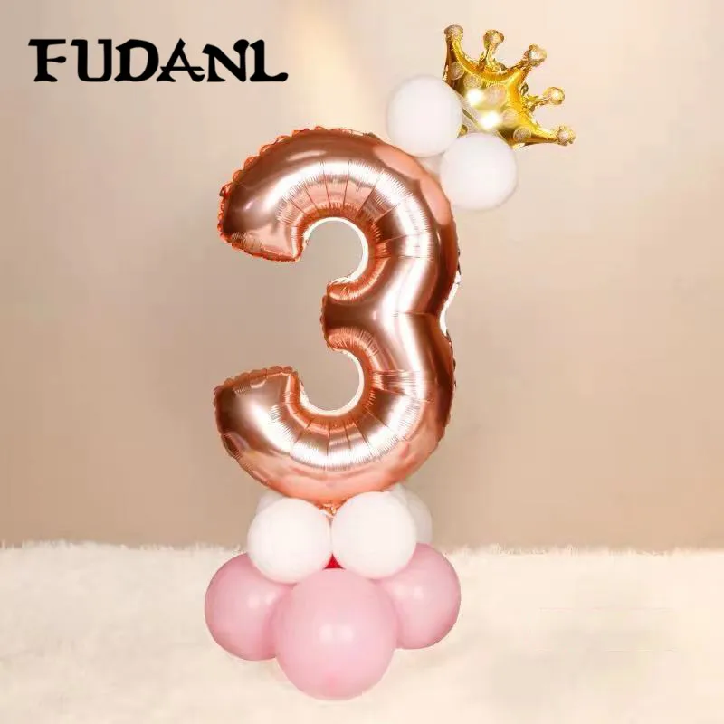 13 шт. 32 дюймов розово золотые шары из фольги в виде цифр Happy День рождения