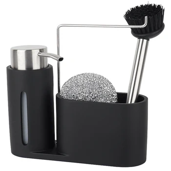 

Kitchen Sink Countertop Liquid Hand Soap Dispenser Pump Bottle Caddy with Storage Compartments,Holds and Stores