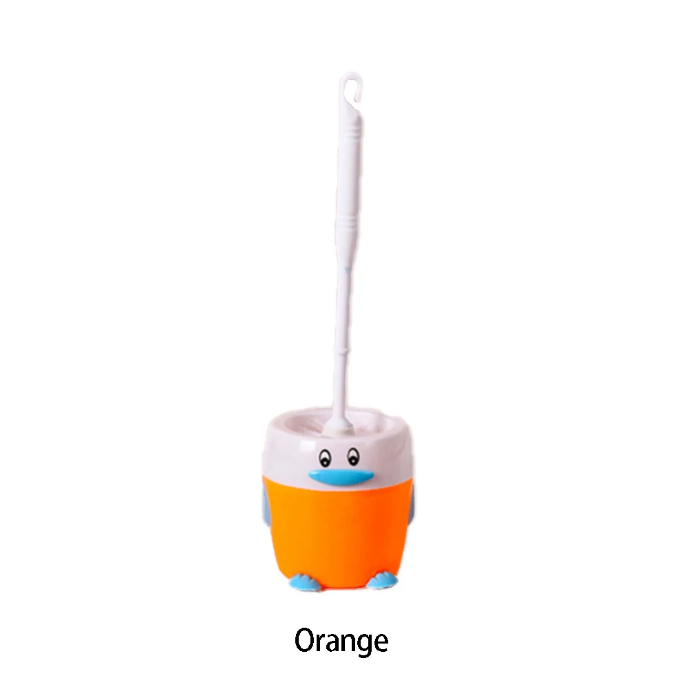 Orange 1 шт. абсолютно новая забавная стильная щетка для унитаза супер милый маленький пингвин с туалетной щеткой модная щетка для чистки ванной - Color: Orange