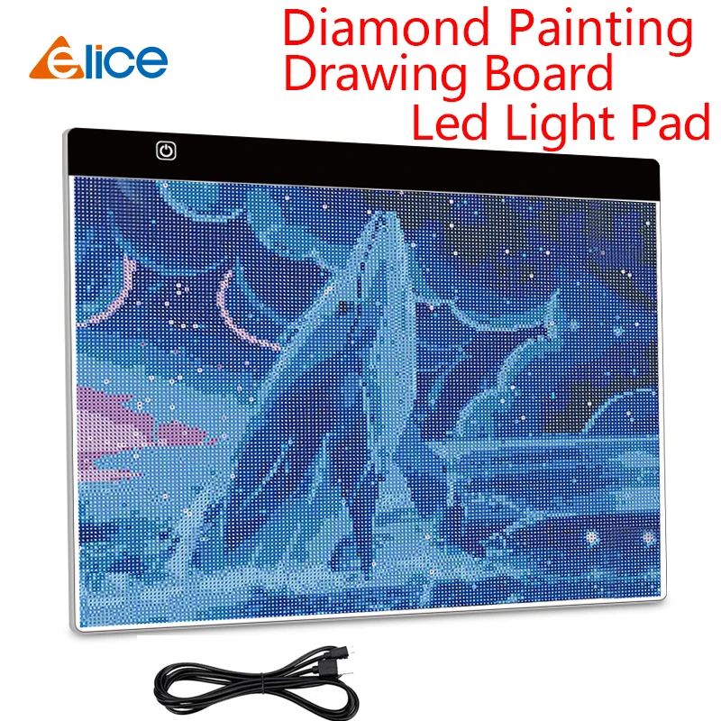 Adjustable USB Powered Light Board Kit Artcraft Tracing Light Box with Detachable Stand and Clips for 5D Diamond Painting/Tattoo Drawing/Sketching/Animation Diamond Painting A4 LED Light Pad 