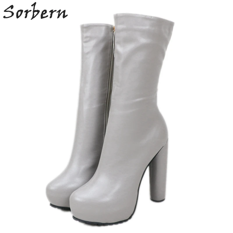 Sorbern Botas tacón alto para mujer, zapatos de plataforma, color gris plateado, para travestis, Invierno|Botas hasta el tobillo| - AliExpress