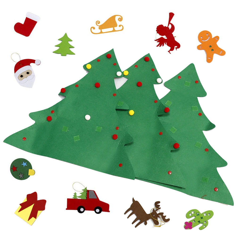 DIY Войлок Рождественская елка Набор новогодние подарки Детские игрушки настенные подвесные рождественские украшения с 30 шт Съемные рождественские украшения