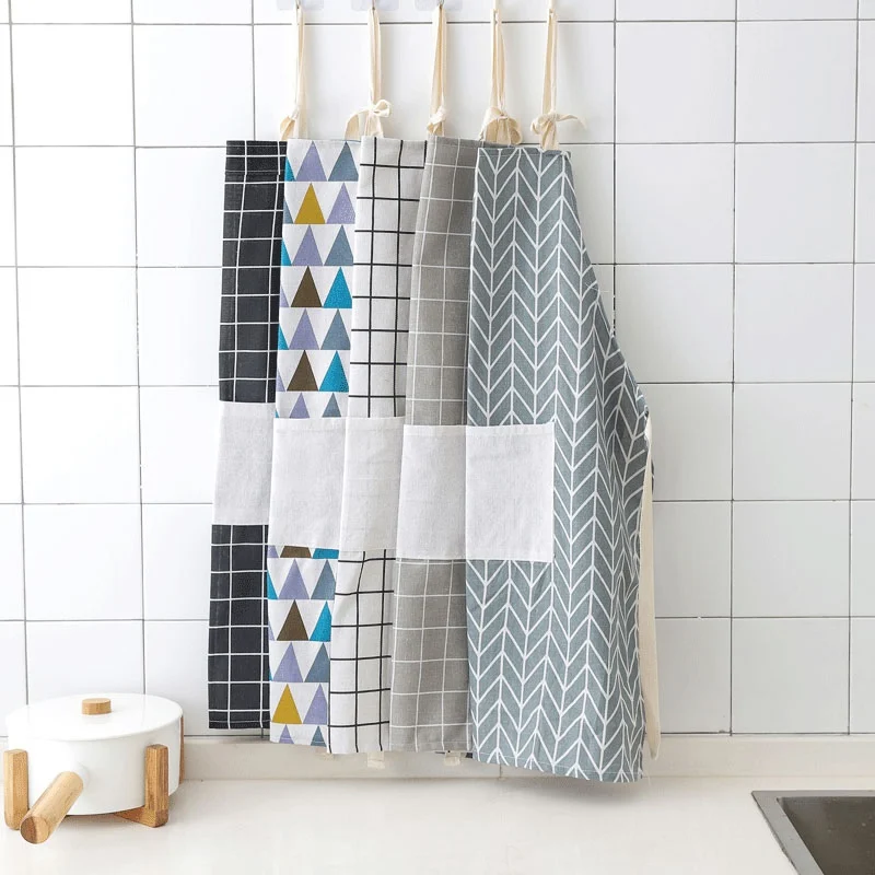

Nordic Cotton Fabric Apron Adjustable Unisex Soft And Comfortable oil-Proof Easy To Clean Home Overalls Bakery Half-length Apron