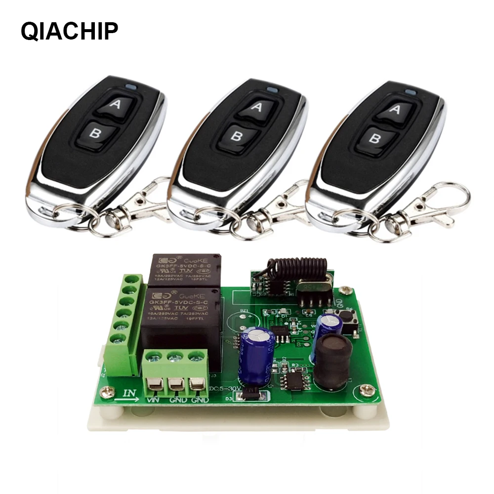 3 RC and 1 Receiver QIACHIP 433 МГц Универсальный DC 6 в 12 В 24 В 2CH беспроводной умный пульт дистанционного управления Модуль приемника передатчик для лампы двигателя - Цвет: 3 RC and 1 Receiver