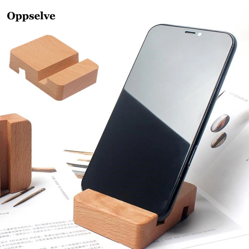 Oppselve Universal Wooden Desk Phone Holder Multi-function Phone Mount Desktop Rack For iPhone Xiaomi Huawei Cellphone Bracket