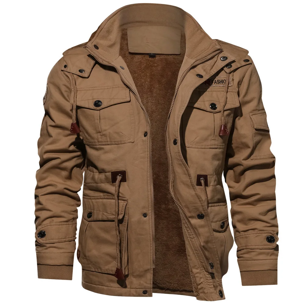 Мужская куртка, пальто, новинка, длинный рукав, стоячий воротник, хлопок, куртки, пальто размера плюс 4XL, Мужская плотная куртка с капюшоном, куртка-Карго