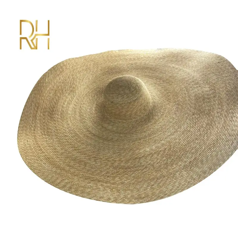 Fashion 90cm 100cm Large Cap Over Size Super Big Brim Real Wheat Straw Hat  Vacation Beach Headwear 1m Size Ladies Beach Cap RH