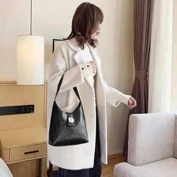 

Retro Handbags Solid Color Shoulder Bag Crocodile PU Leather Fashion Women Simple Elegant Durable Daily Shopping Tote
