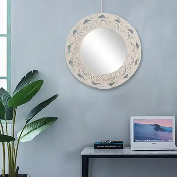 

Wall Hanging Mirror Hand-Made Cotton Rope Innovative Art Decoration Round Makeup Mirror Dressing Bathroom Wall Hanging Mirror
