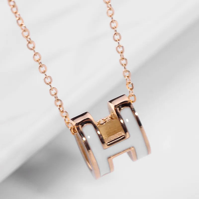 Простое Ожерелье из титановой стали с подвеской в виде буквы H, Женские Подвески из розового золота, ювелирные изделия для женщин, подарки для влюбленных